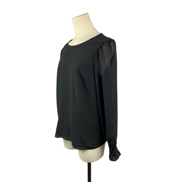 J.Crew Womens Black Long Sleeve Blouse XS Polyester & Recycled Polyester - Picture 2 of 7